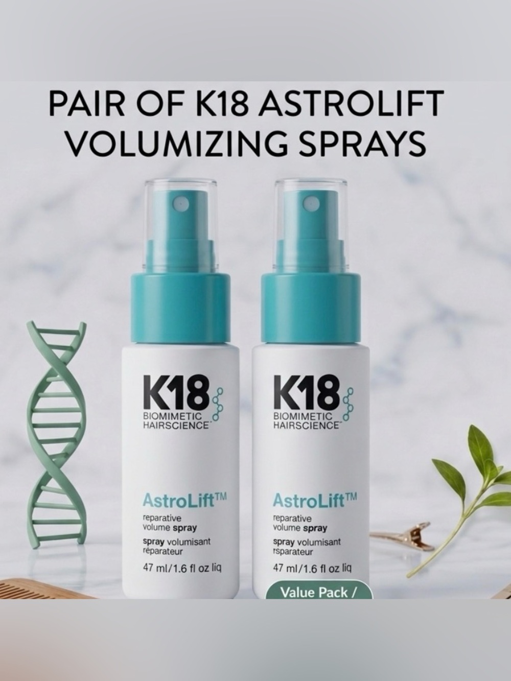 (2) K18 AstroLift Reparative Hair Treatment 47ml / 1.6 fl oz each MSRP $44.00